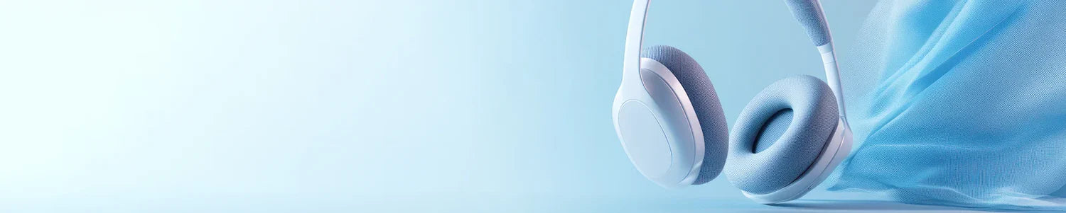Awei White headphones on a light blue gradient Pakistan
