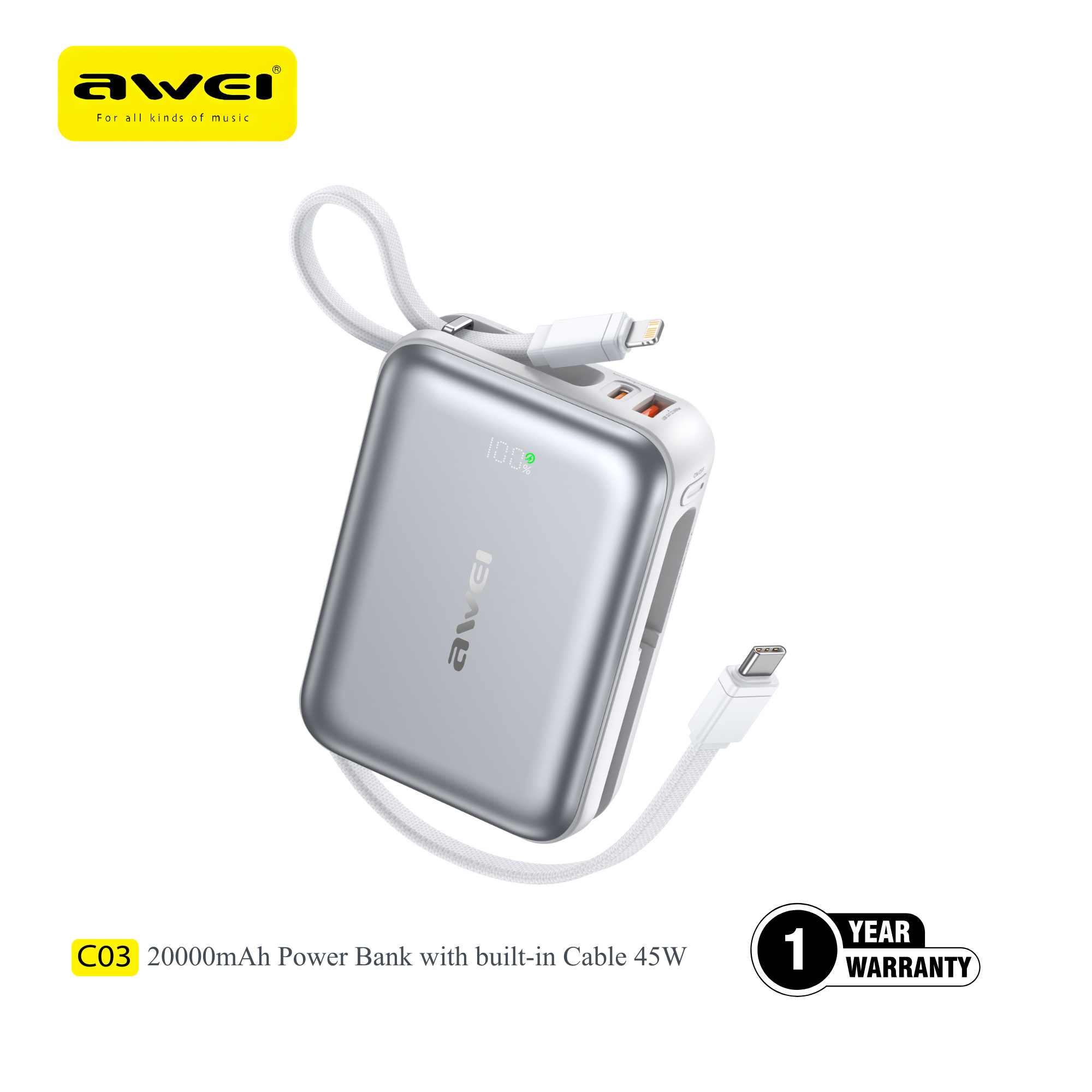 20000mAh fast charging power bank 45W USB-C laptop support Pakistan