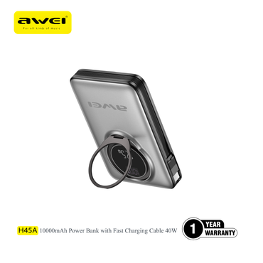 Awei power bank with wireless charging and built in cable 22.5W fast charging wireless power bank portable charger Pakistan