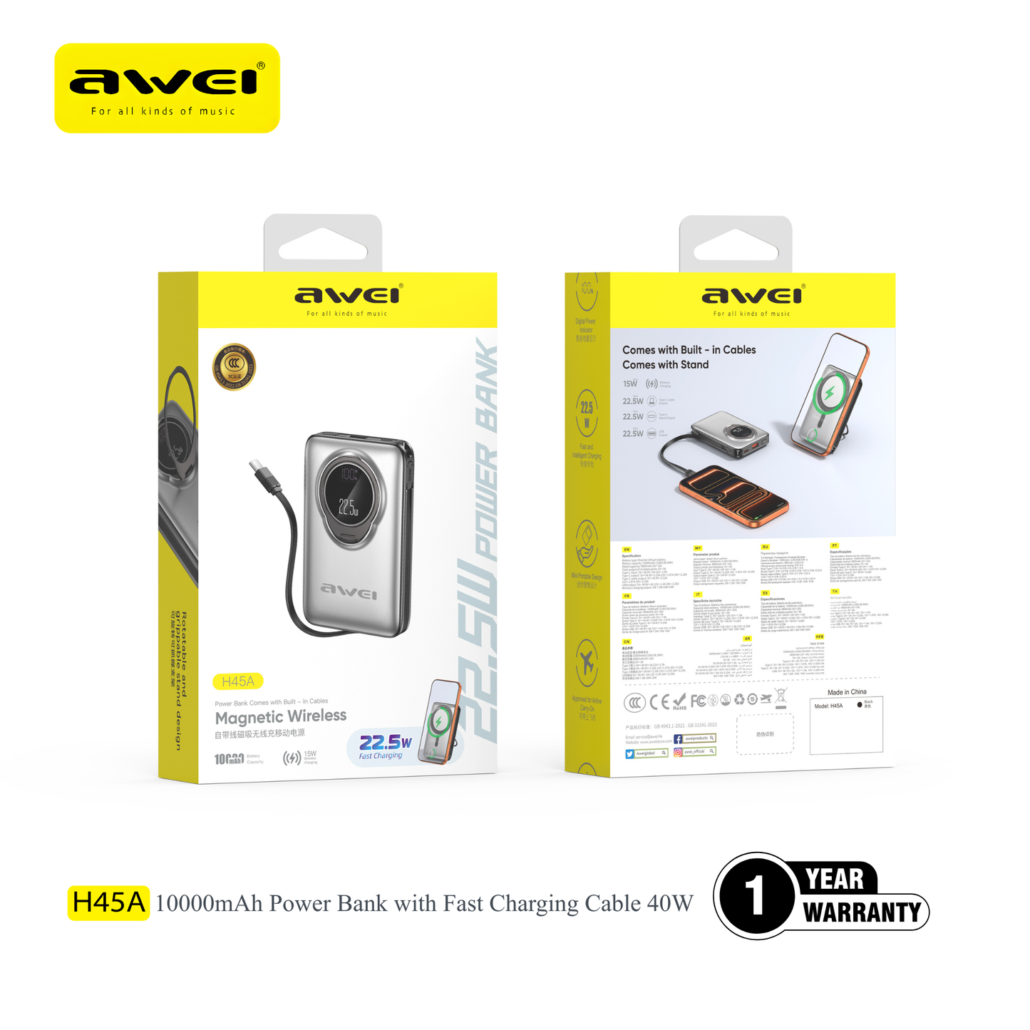 Awei H45A multi device charging wireless power bank Pakistan