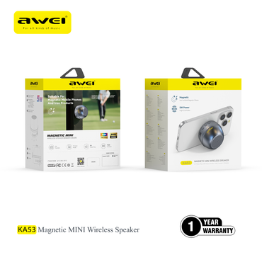 Bluetooth 5.3 wireless speaker magnetic suction design Awei mini speaker TWS stereo FM micro SD support compact portable speaker for travel and outdoor use Pakistan