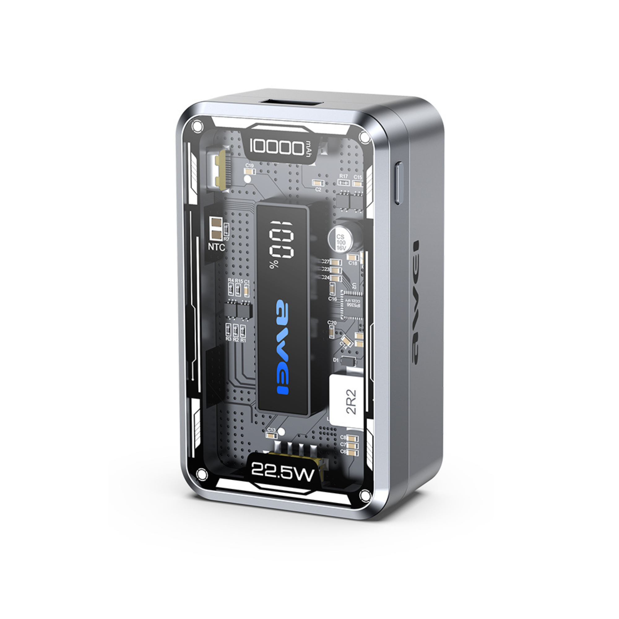 Awei power bank with LED breathing light logo stylish design 10000mAh fast charging power bank multi device support Pakistan
