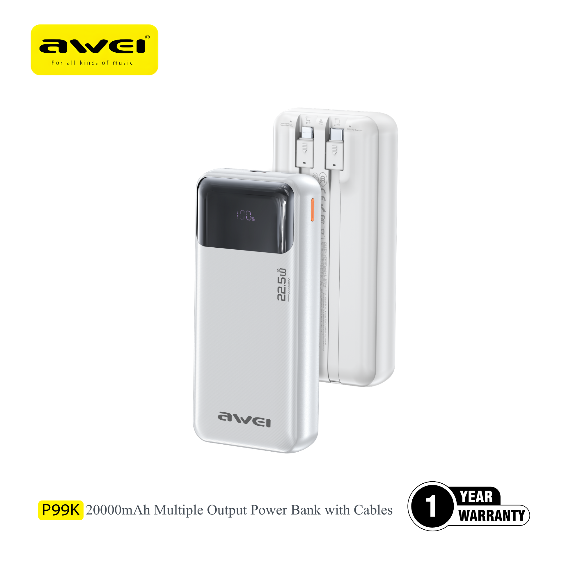 Awei power bank mechanical design durable ABS body Pakistan