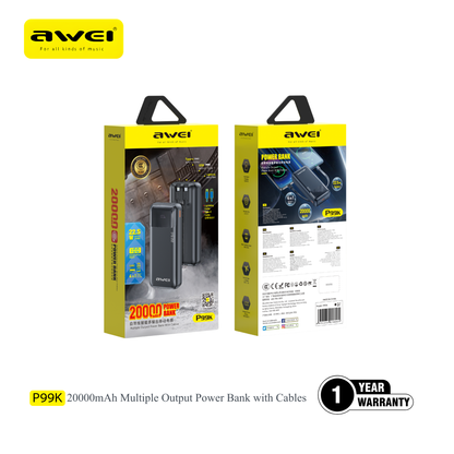 Awei slim portable 20000mAh power bank travel friendly design Pakistan 