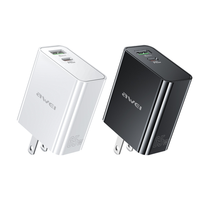 Awei PD58 US 65W GaN fast charger USB C laptop charger 65W fast charging adapter dual port USB C USB A Pakistan