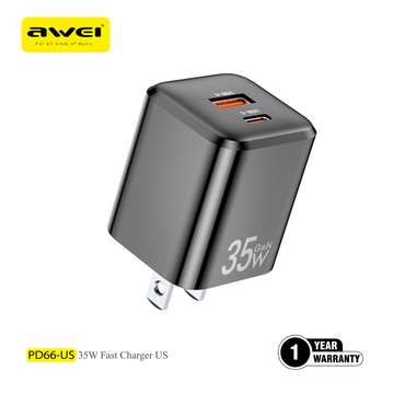 AWEI PD66-US 35W Fast Charger | Dual Port Adapter