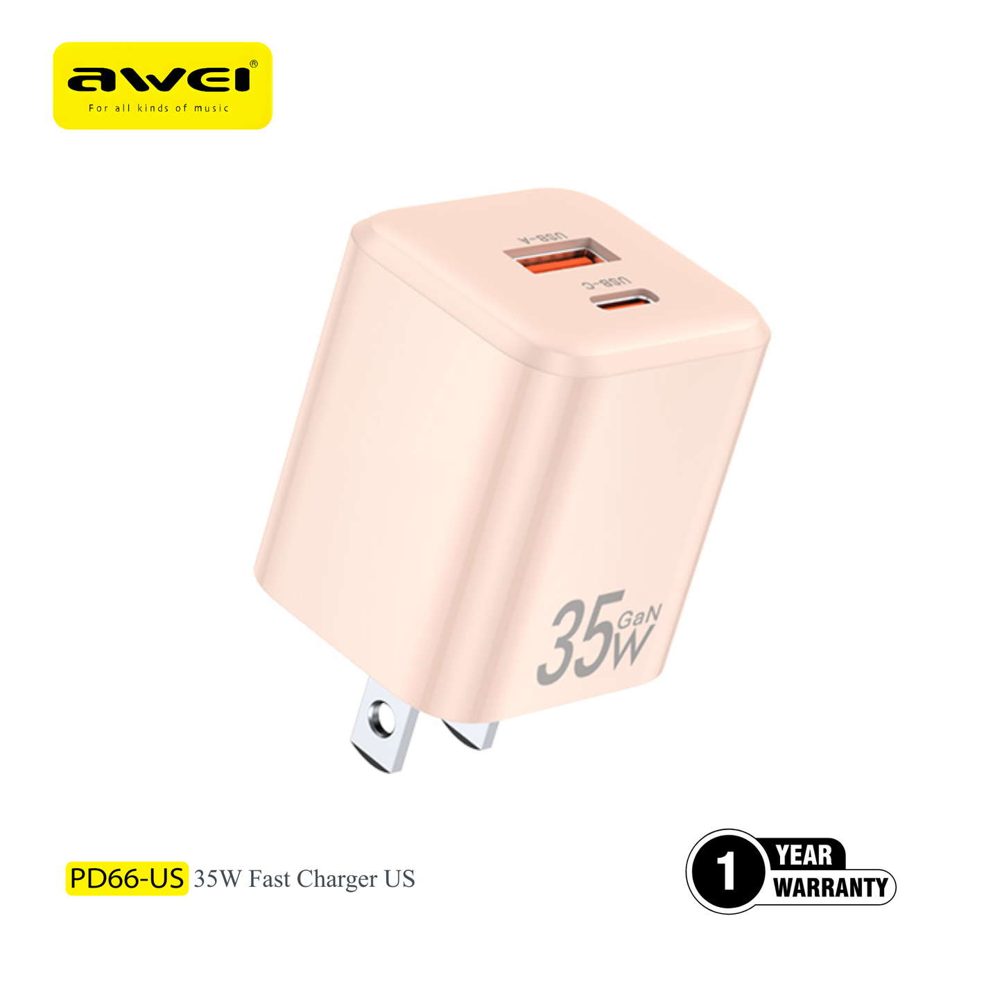 AWEI PD66-US 35W Fast Charger | Dual Port Adapter