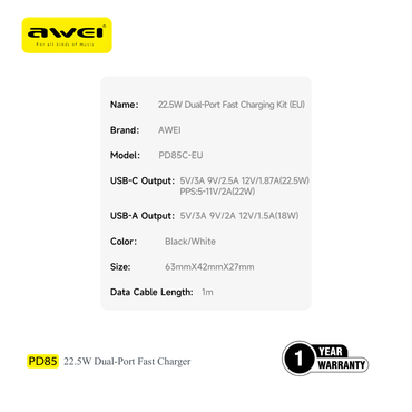 Awei dual port charger fast charging iPhone android Pakistan
