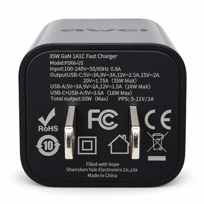 AWEI PD66-US 35W Fast Charger | Dual Port Adapter