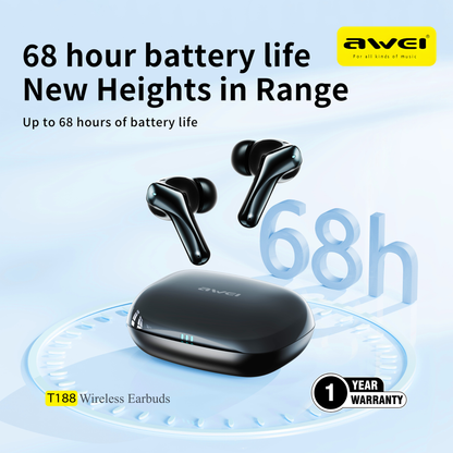 Awei earbuds with charging case app support audio control bluetooth earbuds 13mm driver strong bass Pakistan
