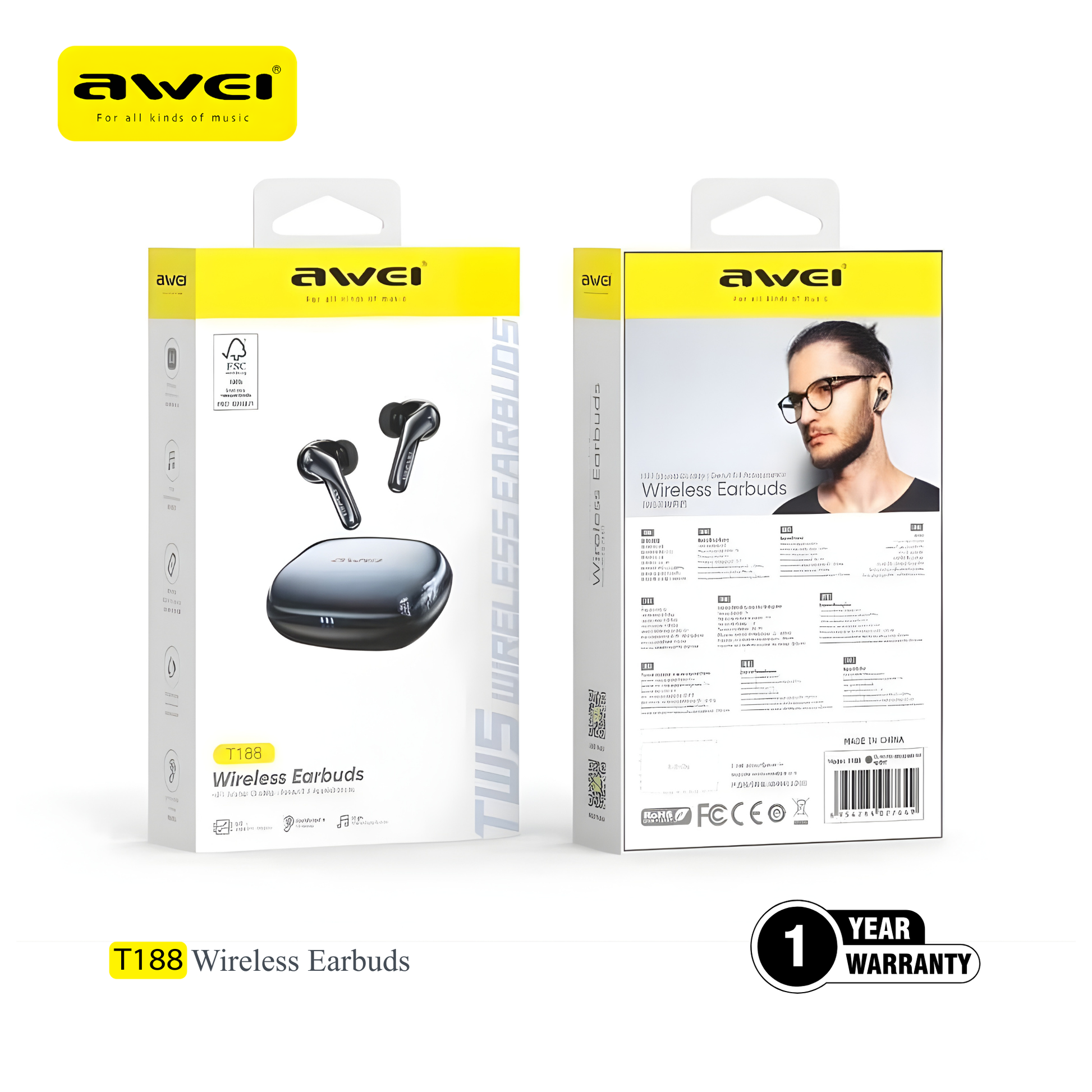 Awei T188 earbuds type c charging case portable Pakistan