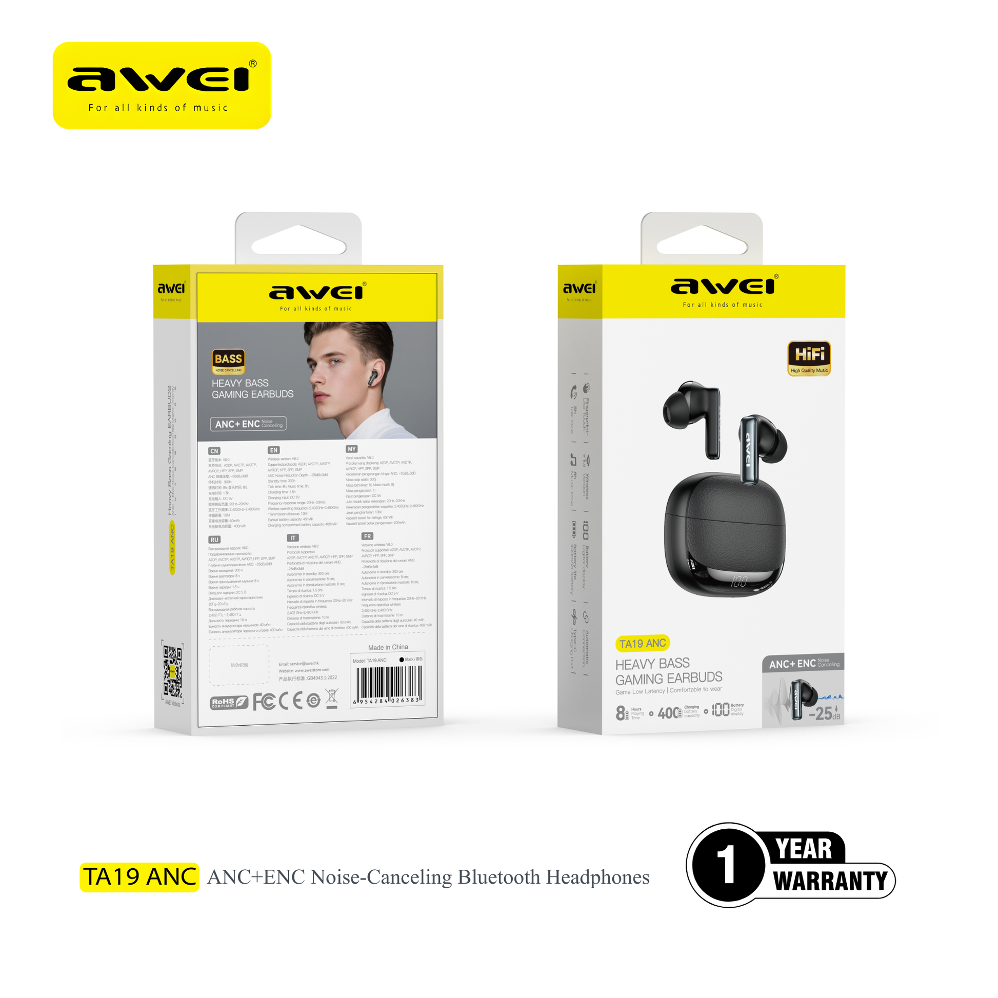 Awei earbuds Type C charging noise cancelling Pakistan